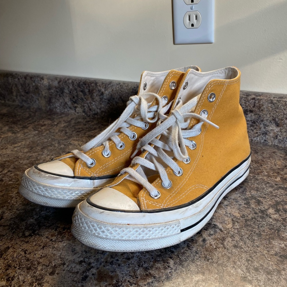 Converse Yellow High-Tops with White Accents